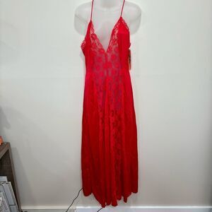 Val Mode True Vintage Sheer Lace Panel lingerie slip dress night gown NWT Large